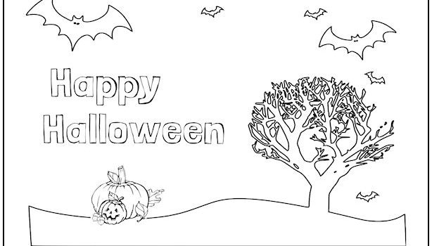 Halloween Scene Coloring Page