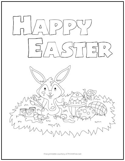 Happy Easter Coloring Page