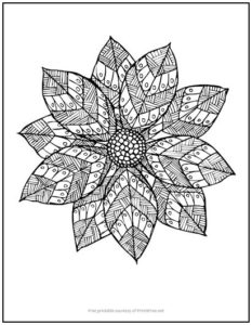 Patterned Poinsettia Coloring Page | Print it Free