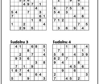 Sudoku Puzzles #1-4 (Easy)