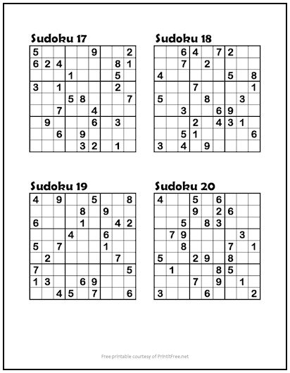 printable easy sudoku puzzles for free