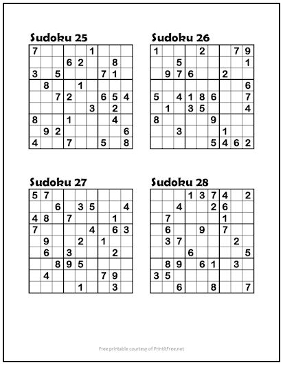 sudoku puzzles 25 28 medium print it free