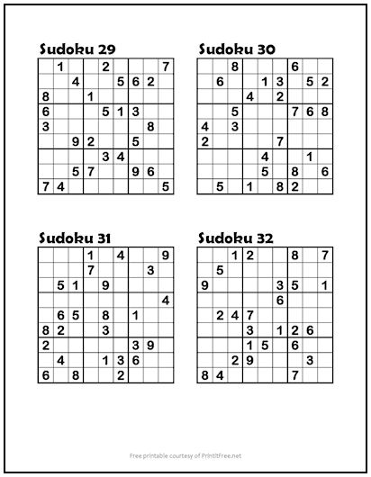 medium sudoku printable
