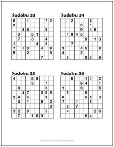 Sudoku Puzzles #33-36 (Medium) | Print it Free