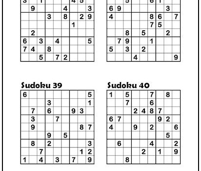 Sudoku Puzzles #37-40 (Medium)