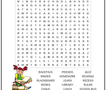 School Days Word Search Puzzle