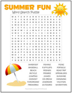 Summer Fun Word Search Puzzle | Print it Free