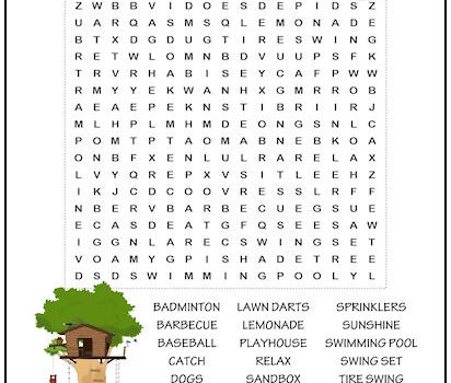 Backyard Fun Word Search Puzzle