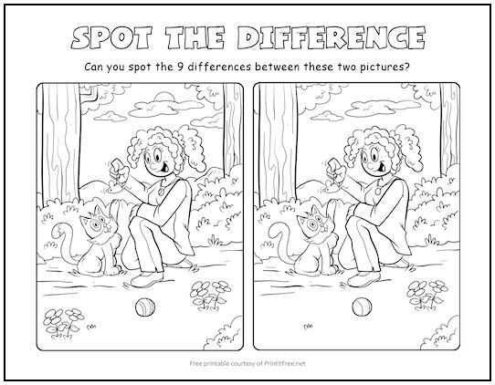Cat Lady Spot the Difference Picture Puzzle