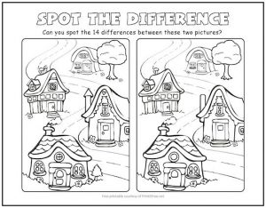 Village Spot the Difference Picture Puzzle | Print it Free