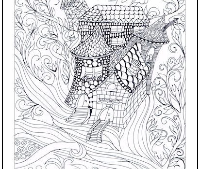 Zentangle Treehouse Coloring Page