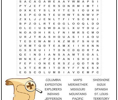 Lewis and Clark Word Search Puzzle