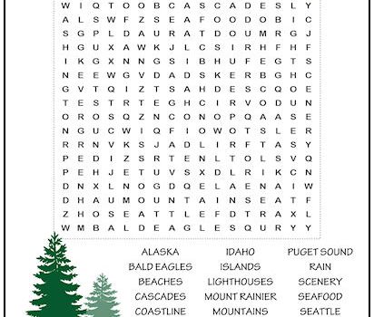 Pacific Northwest Word Search Puzzle