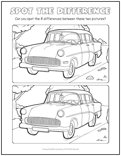 Old-Fashioned Car Spot the Difference Picture Puzzle