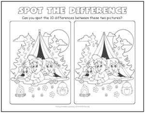 Camping Trip Spot The Difference Picture Puzzle | Print It Free