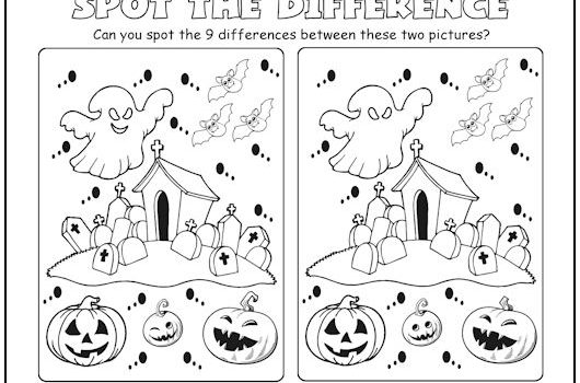 Halloween Graveyard Spot the Difference Picture Puzzle