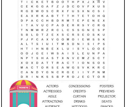 Movie Time Word Search Puzzle