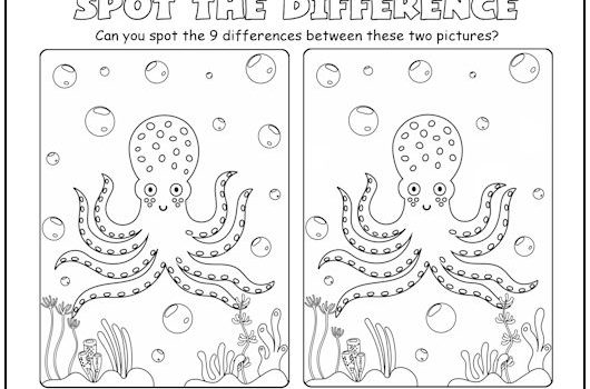 Octopus Spot the Difference Picture Puzzle