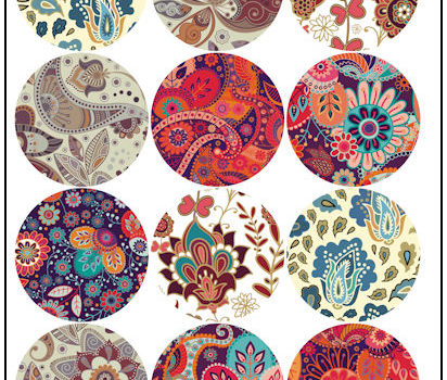 Retro Floral 2-1/4″ Fridge Magnet Designs