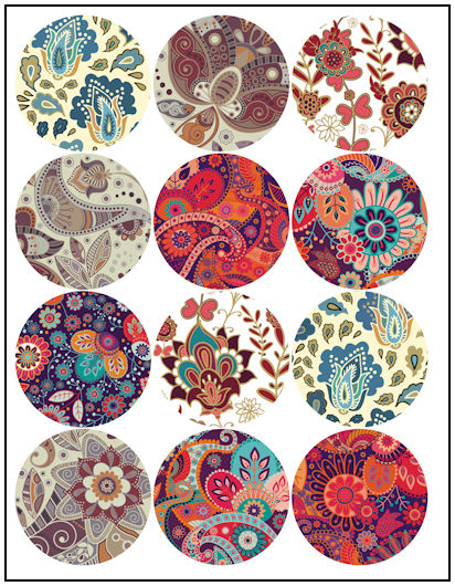 Retro Floral 2-1/4" Fridge Magnet Designs