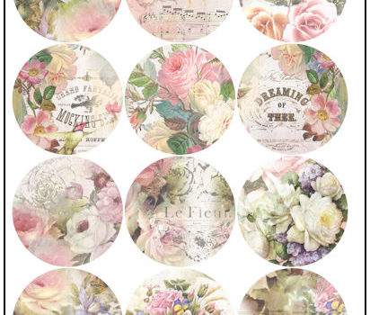 Shabby Chic Floral 2-1/4″ Fridge Magnet Designs