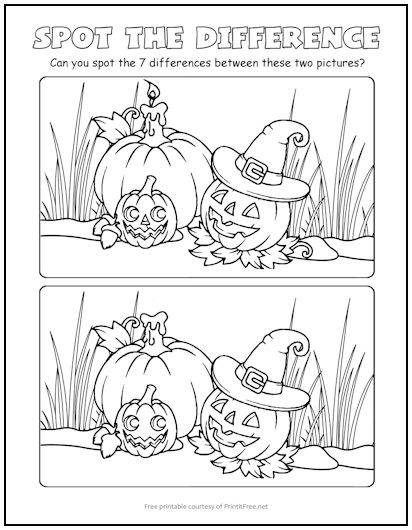 Smiling Pumpkins Spot the Difference Picture Puzzle