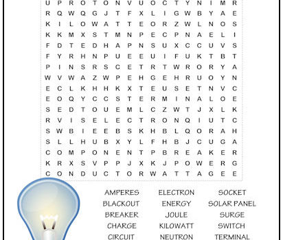 Electricity Word Search Puzzle