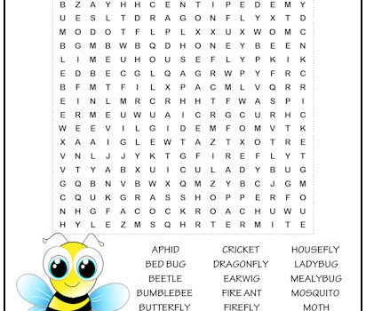 Insects Word Search Puzzle