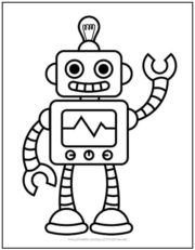 Retro Robot Coloring Page | Print it Free