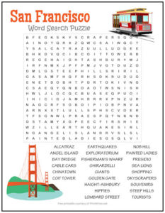 San Francisco Word Search Puzzle Print it Free