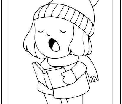 Christmas Caroler Girl Coloring Page