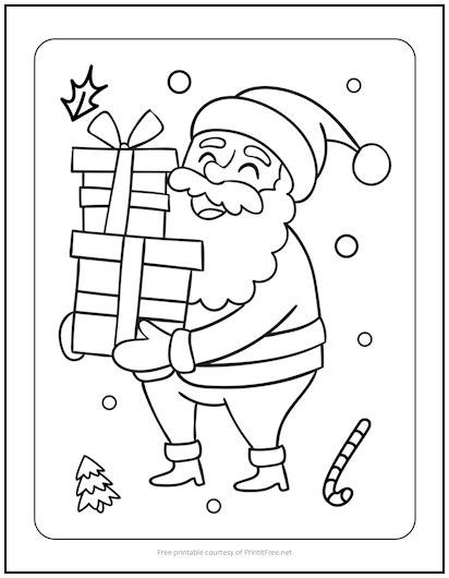 santa claus with presents coloring pages