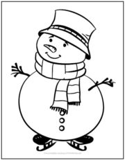 Dapper Snowman on Skates Christmas Coloring Page | Print it Free