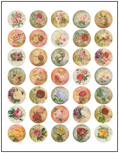 Vintage Florals 1" Fridge Magnet Designs