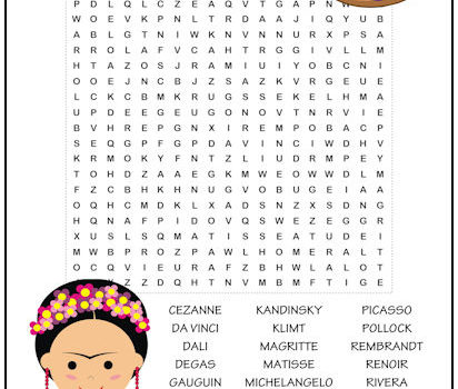 Famous Artists Word Search Puzzle