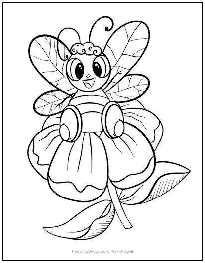 bumblebee and flower coloring page
