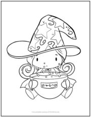 Witch and Cauldron Coloring Page | Print it Free