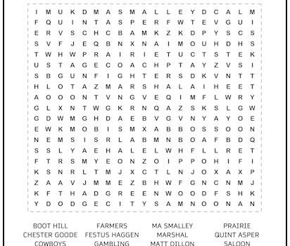 Gunsmoke Word Search Puzzle