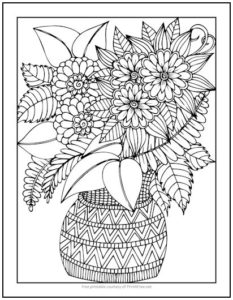 Basket of Flowers Coloring Page | Print it Free