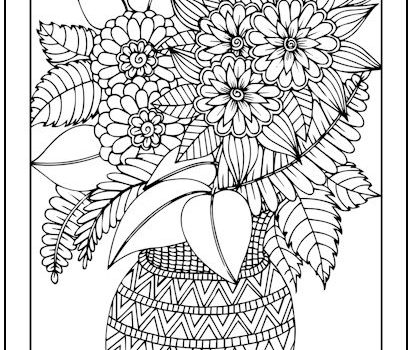 Basket of Flowers Coloring Page