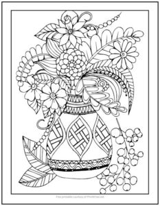 Vase Of Flowers Coloring Page 