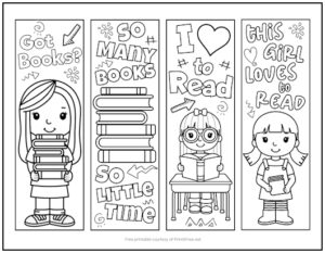 Girls Bookmarks to Color | Print it Free