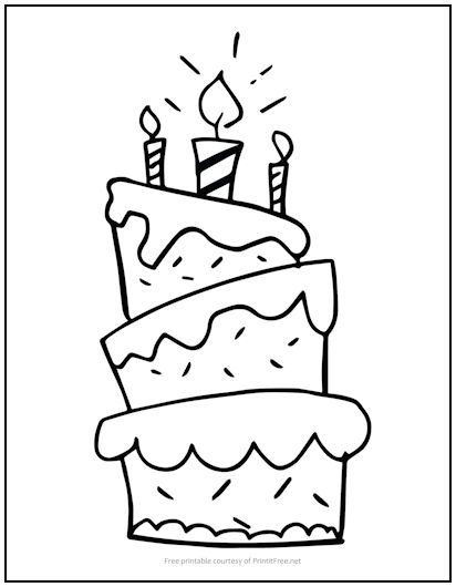 Free & Easy To Print Cake Coloring Pages | Coloring pages, Food coloring  pages, Cute coloring pages