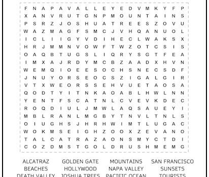 California Word Search Puzzle