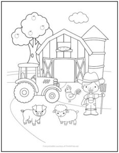 Farm Scene Coloring Page | Print it Free