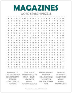 Magazines Word Search Puzzle | Print it Free