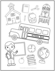 School Collage Coloring Page | Print it Free