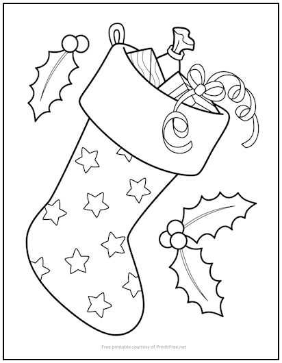 Christmas Stocking Coloring Page | Print it Free