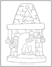 Christmas Fireplace Coloring Page | Print it Free