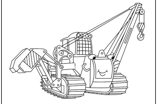 Happy Bulldozer Coloring Page